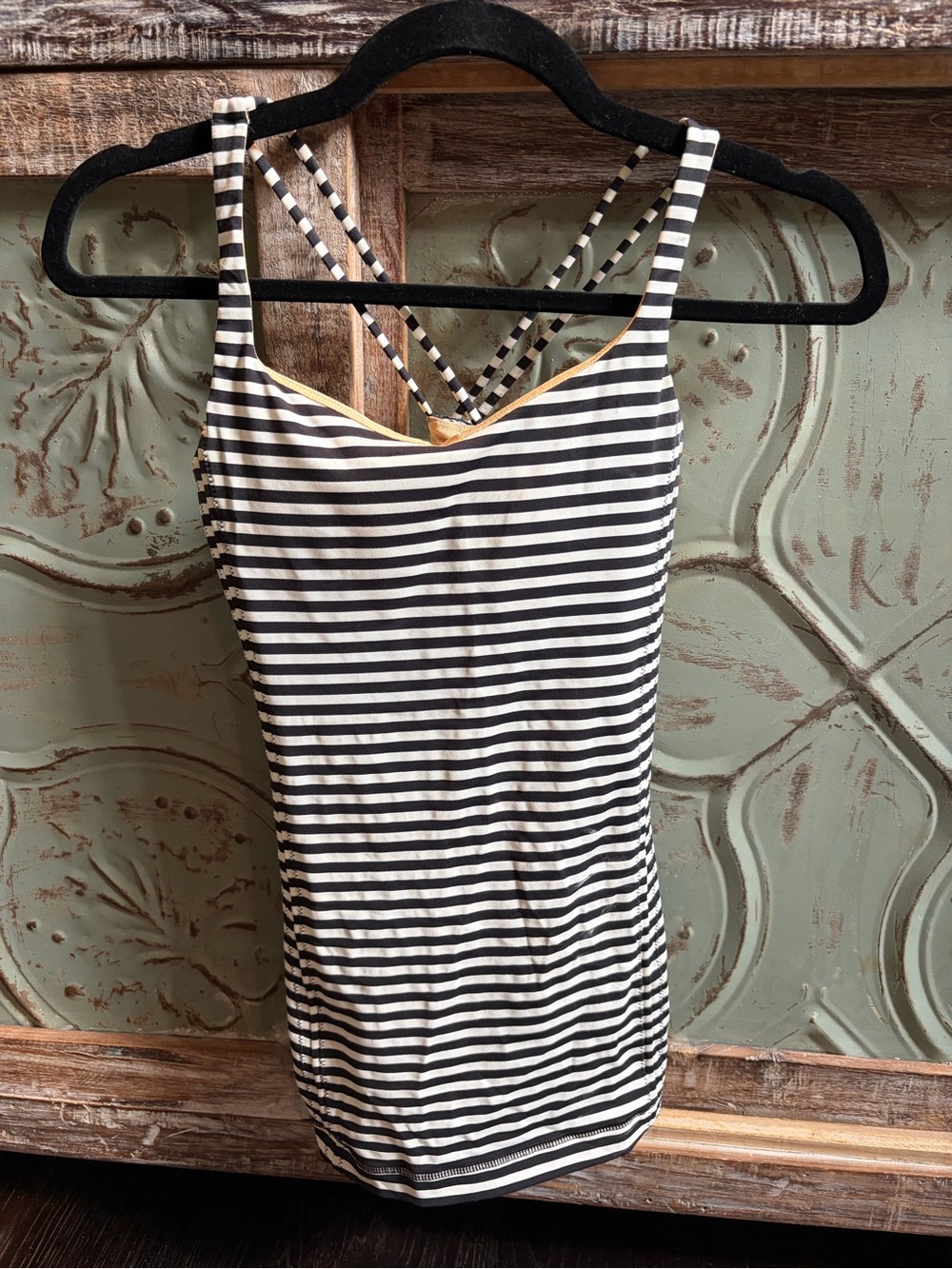 Lululemon Striped Black and White Women's Tank Top with Contrast Trim